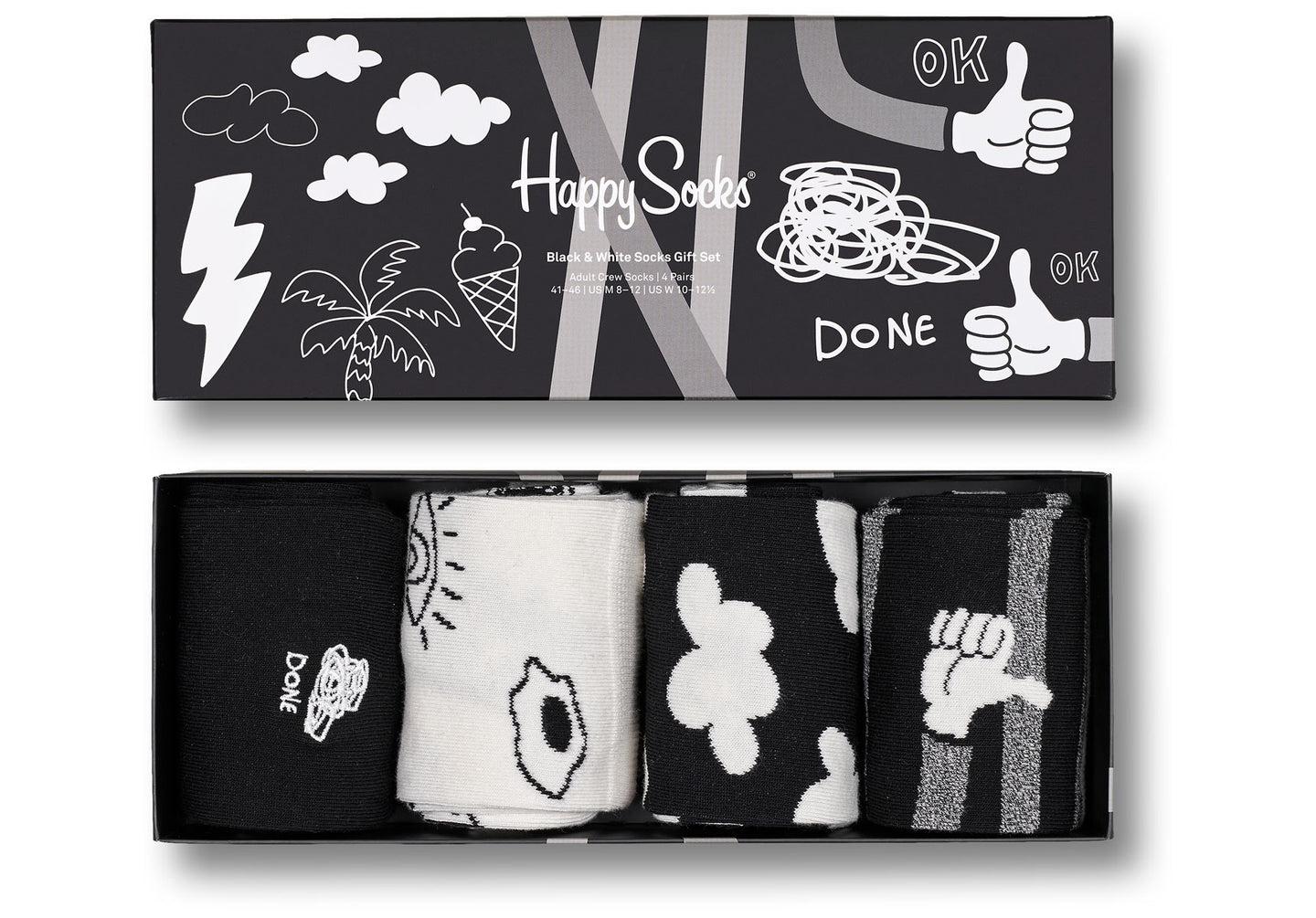 Unisex-Happy-Socks-Black-And-White-Accessories-XBWH09-9100-Black
