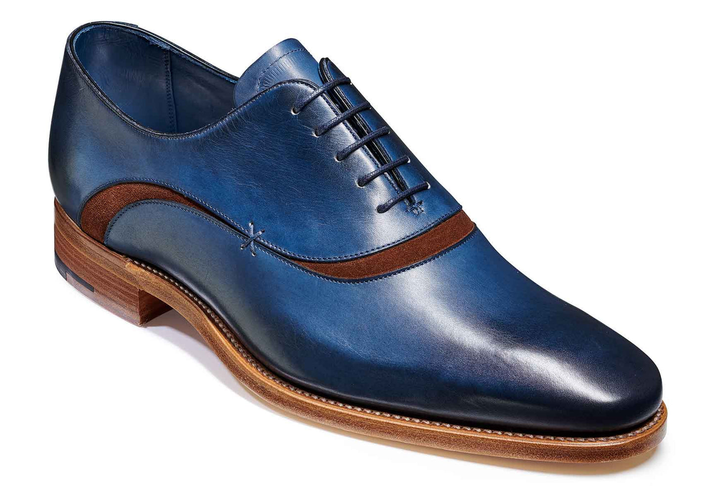 Mens-Barker-Emerson-Shoes-456356FX-Navy-Hand-Painted-Polo-Suede