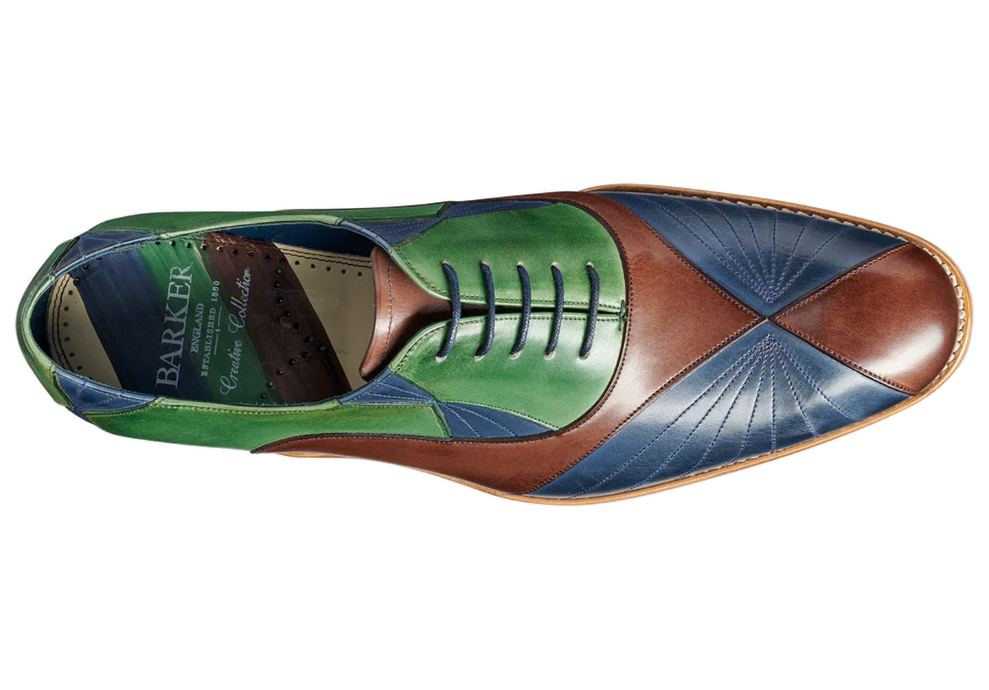 Mens-Barker-Hector-Shoes-463036F-Ebony-Green-Blue-Hand-Painted-2