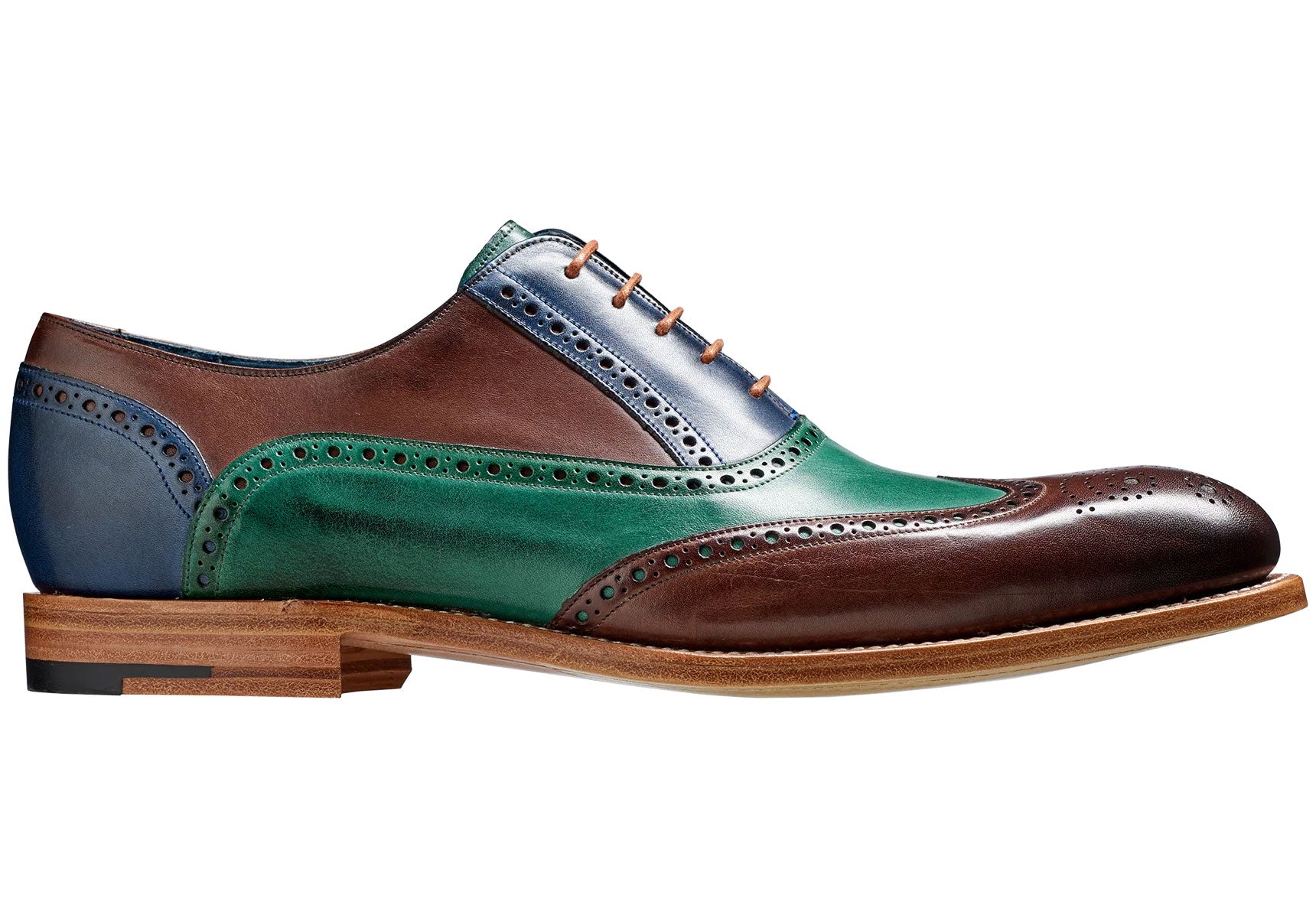 Mens-Barker-Hector-Shoes-463036F-Ebony-Green-Blue-Hand-Painted-3