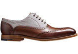 Mens-Barker-Lennon-Shoes-431626F-Brown-Hand-Painted-Grey-Canvas-3