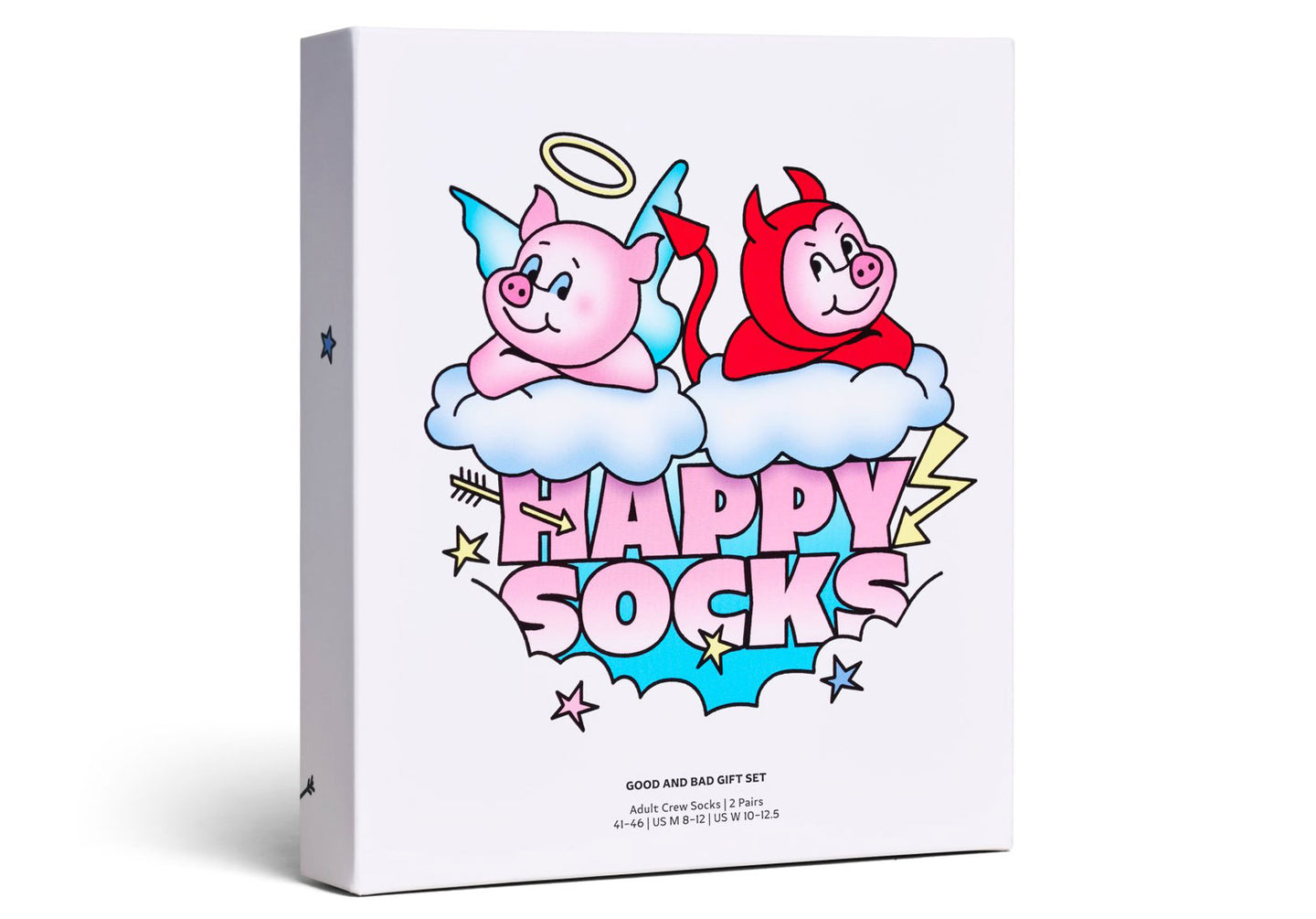 Mens-Happy-Socks-2-Pack-Good-Bad-Pig-Socks-Gift-Set-Accessories-P003362-White