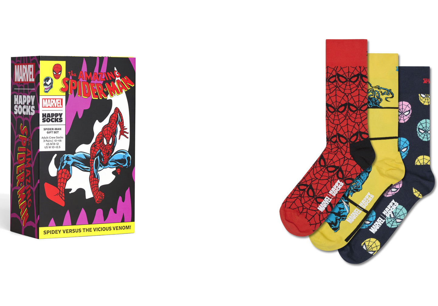 Mens-Happy-Socks-MARVEL-Spider-Man-3-Pack-Socks-Gift-Set-Accessories-P003614-Purple-1