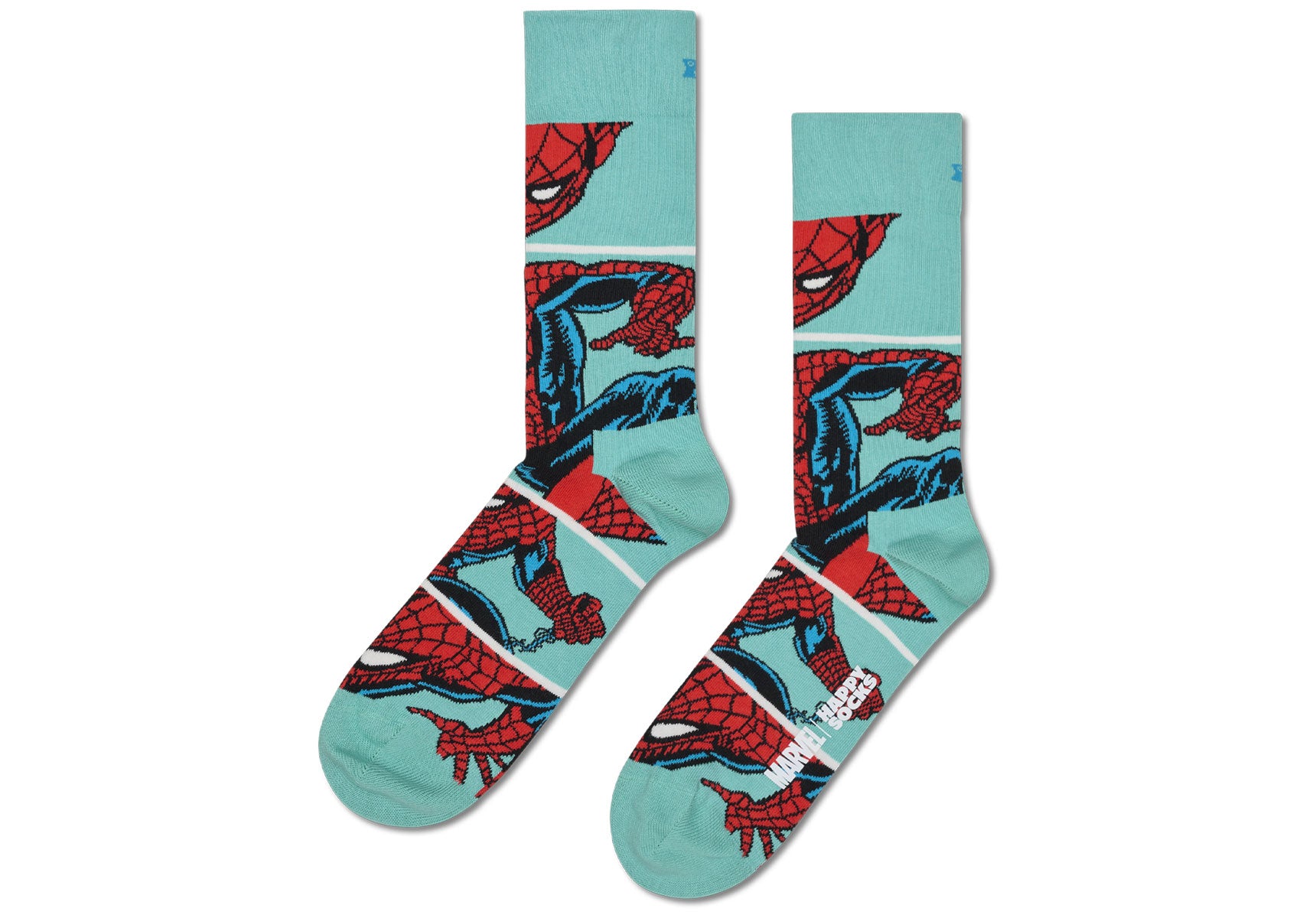 Mens-Happy-Socks-MARVEL-Spider-Man-Web-Slinger-Sock-Accessories-Turquoise