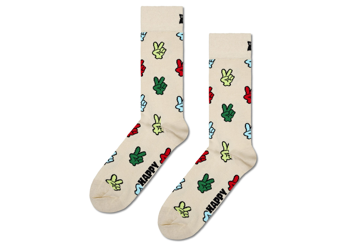 Mens-Happy-Socks-Victory-Sign-Socks-P000745-Beige