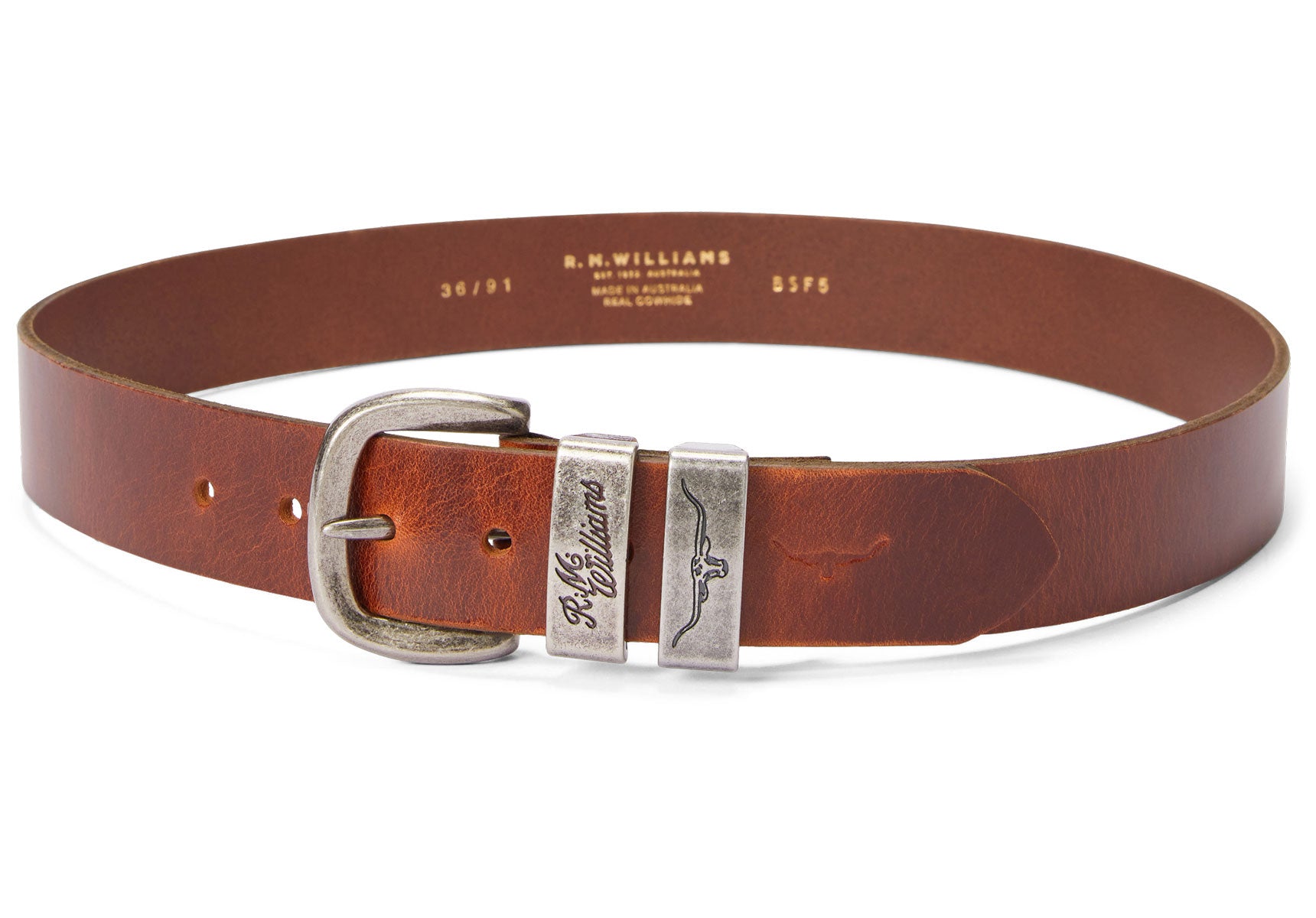 Mens-R.M.Williams-1-1-2-Drover-Belt-Accessories-BSF5WDA2401-Mid-Brown-2