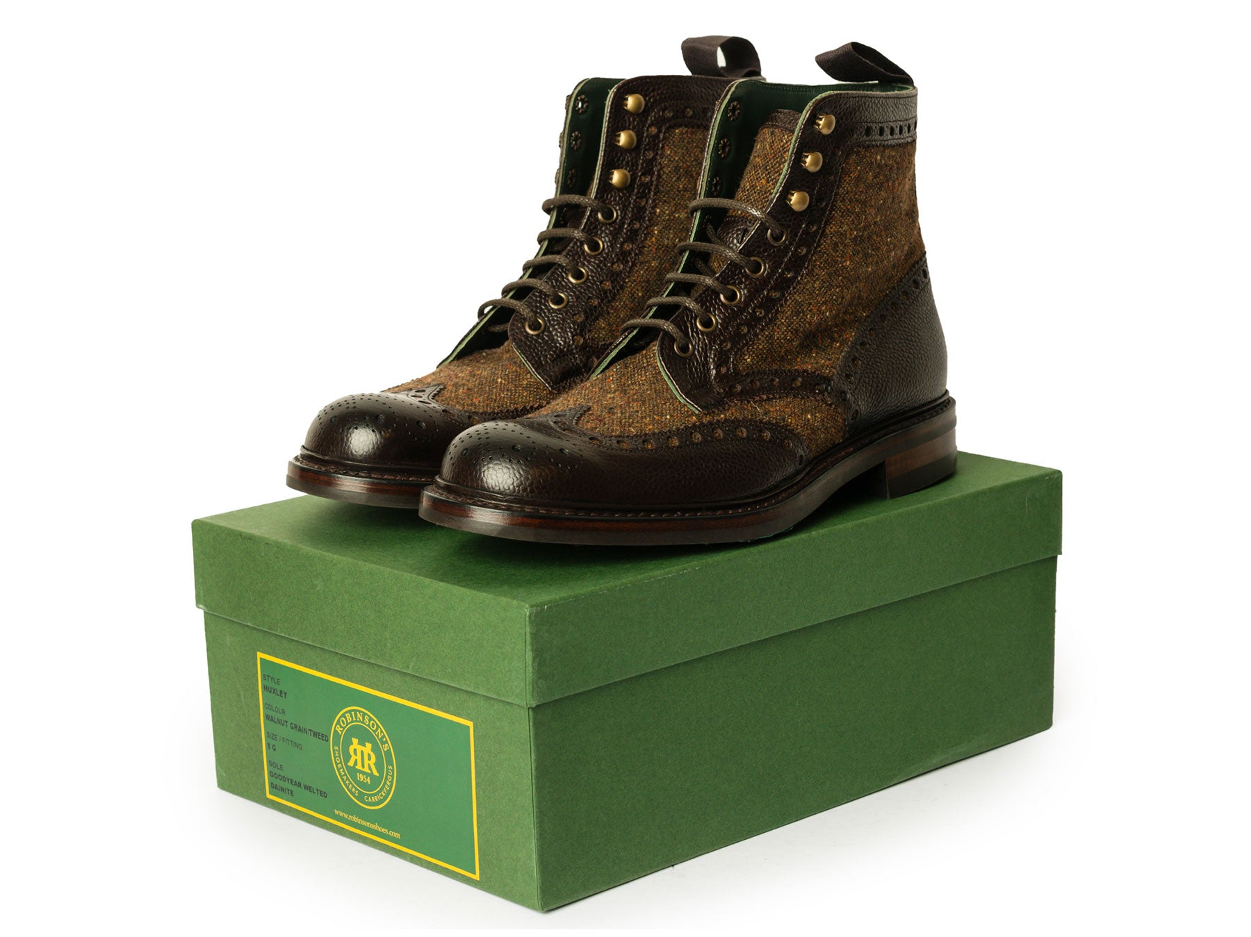 Mens-Robinson-Huxley-Boots-104061-Walnut-Grain-Brown-Tweed-2