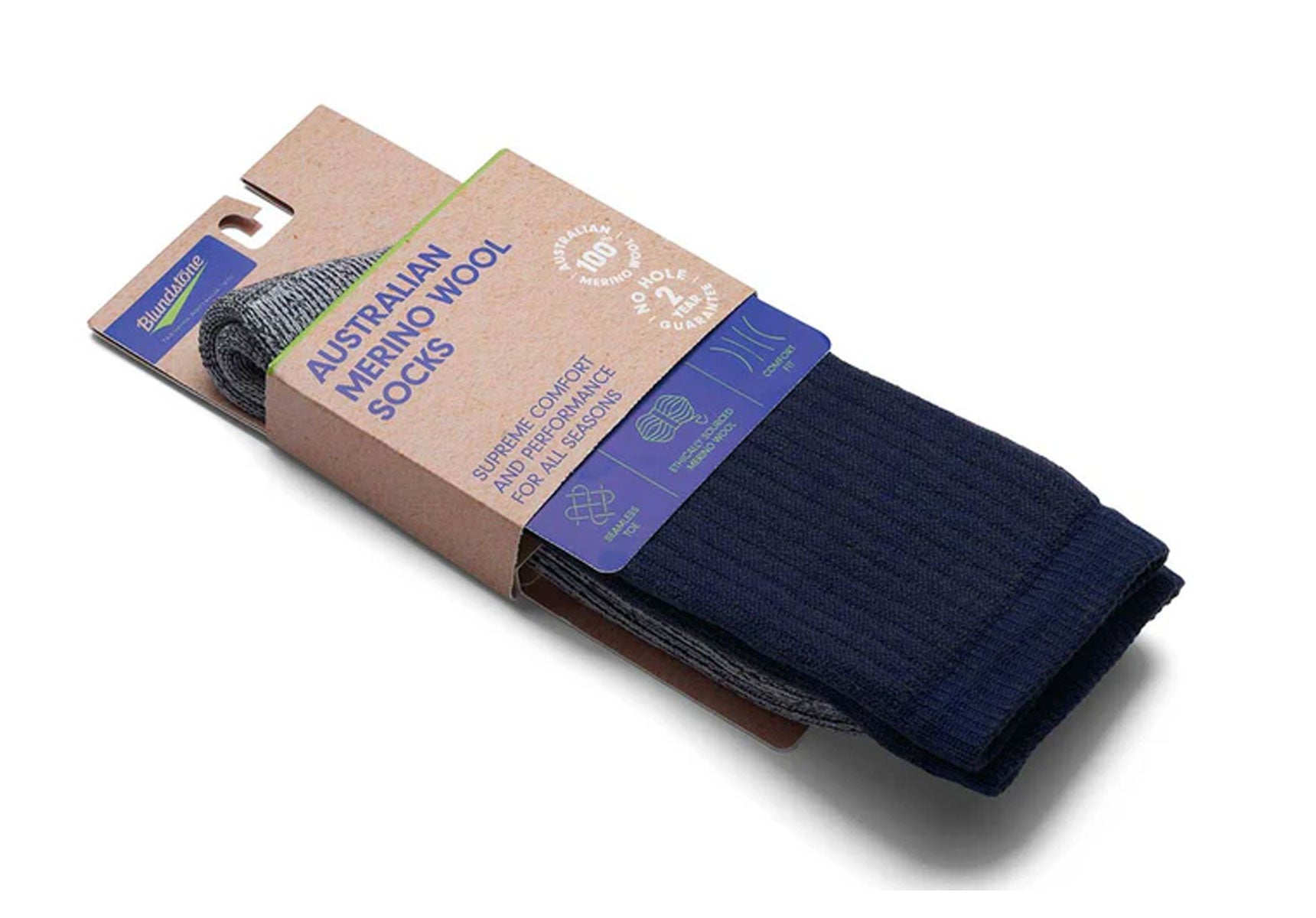 Unisex-Blundstone-Navy-And-Marl-Mid-Weight-Merino-Wool-Socks-Accessories-BLUSOCKMIDWGHTNAVYMRL-410-Navy-1