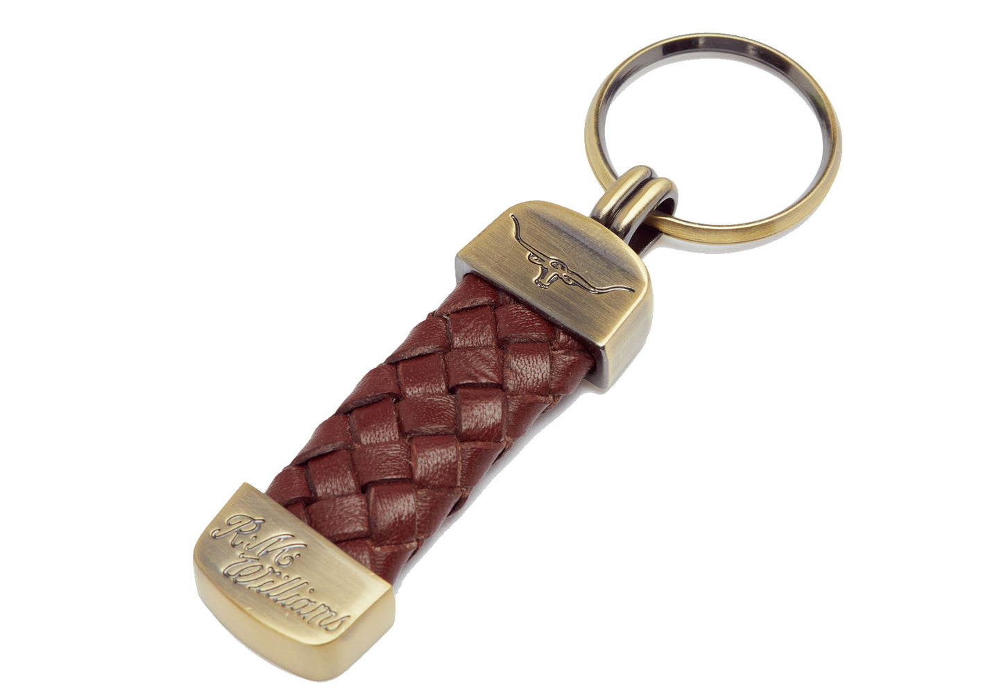 Unisex-R.M.Williams-Platied-Key-Ring-Accessories-CG962.06-Brown-Brass