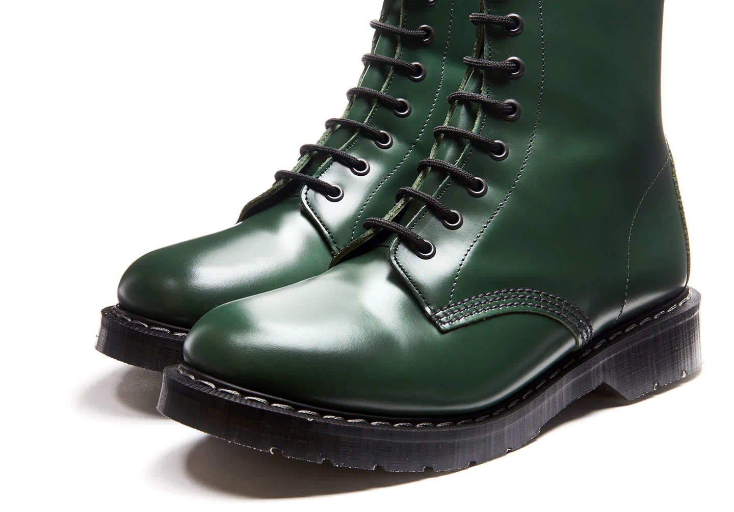 Unisex-Solovair-8-Eye-Derby-Boot-Shoes-S8-551-GN-Green-Hi-Shine-1