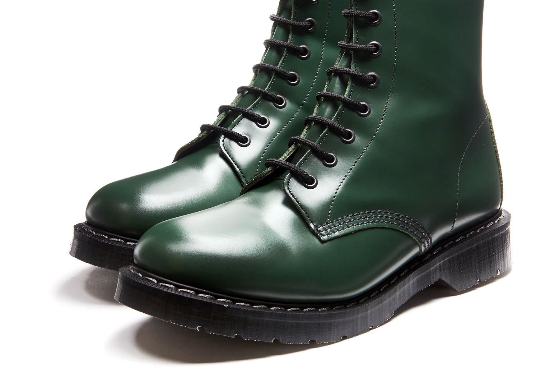 Unisex-Solovair-8-Eye-Derby-Boot-Shoes-S8-551-GN-Green-Hi-Shine-1