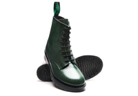 Unisex-Solovair-8-Eye-Derby-Boot-Shoes-S8-551-GN-Green-Hi-Shine