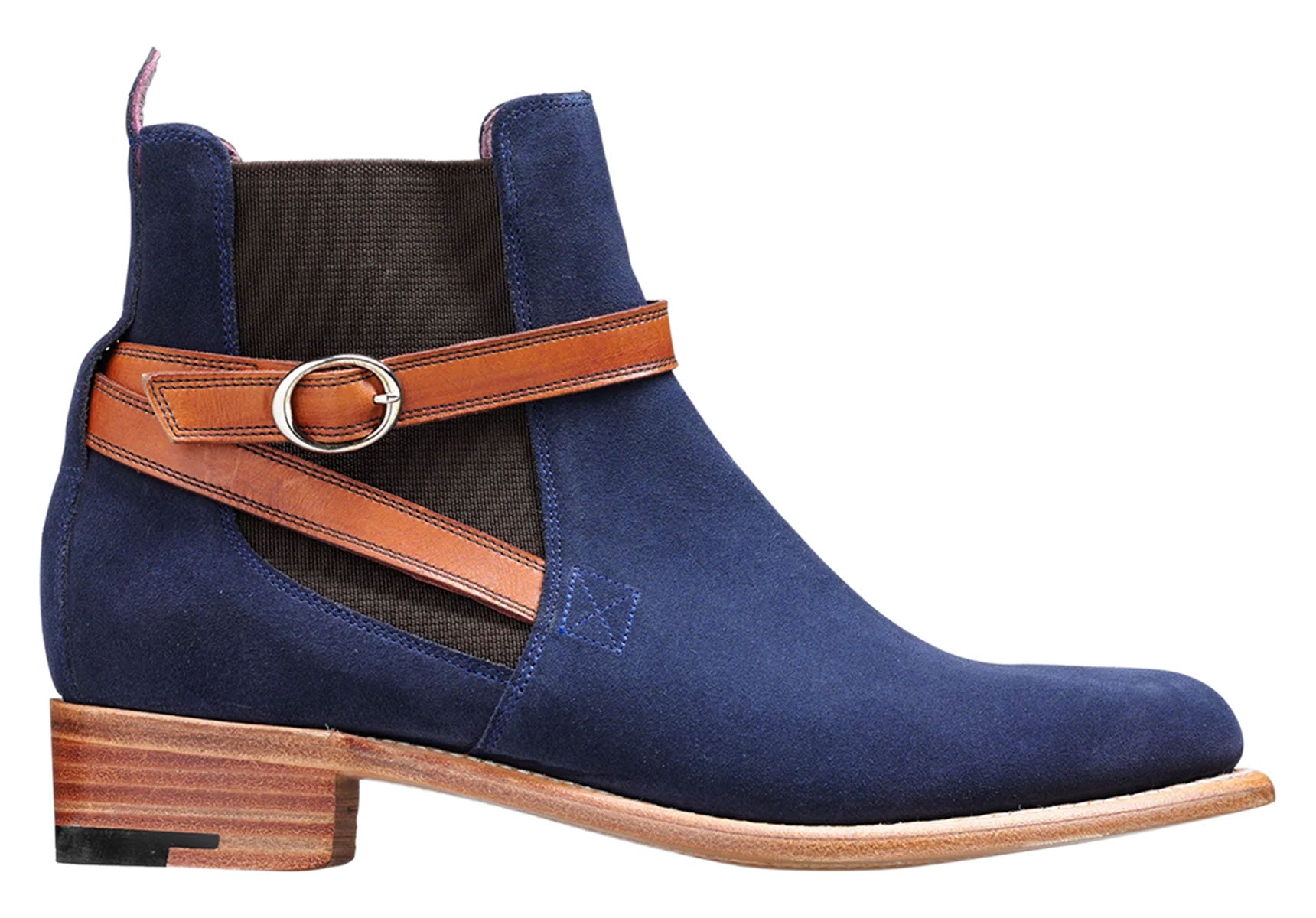 Womens-Barker-Alexandra-Boots-7157DW14-Navy-Suede-Cedar-Strap-3
