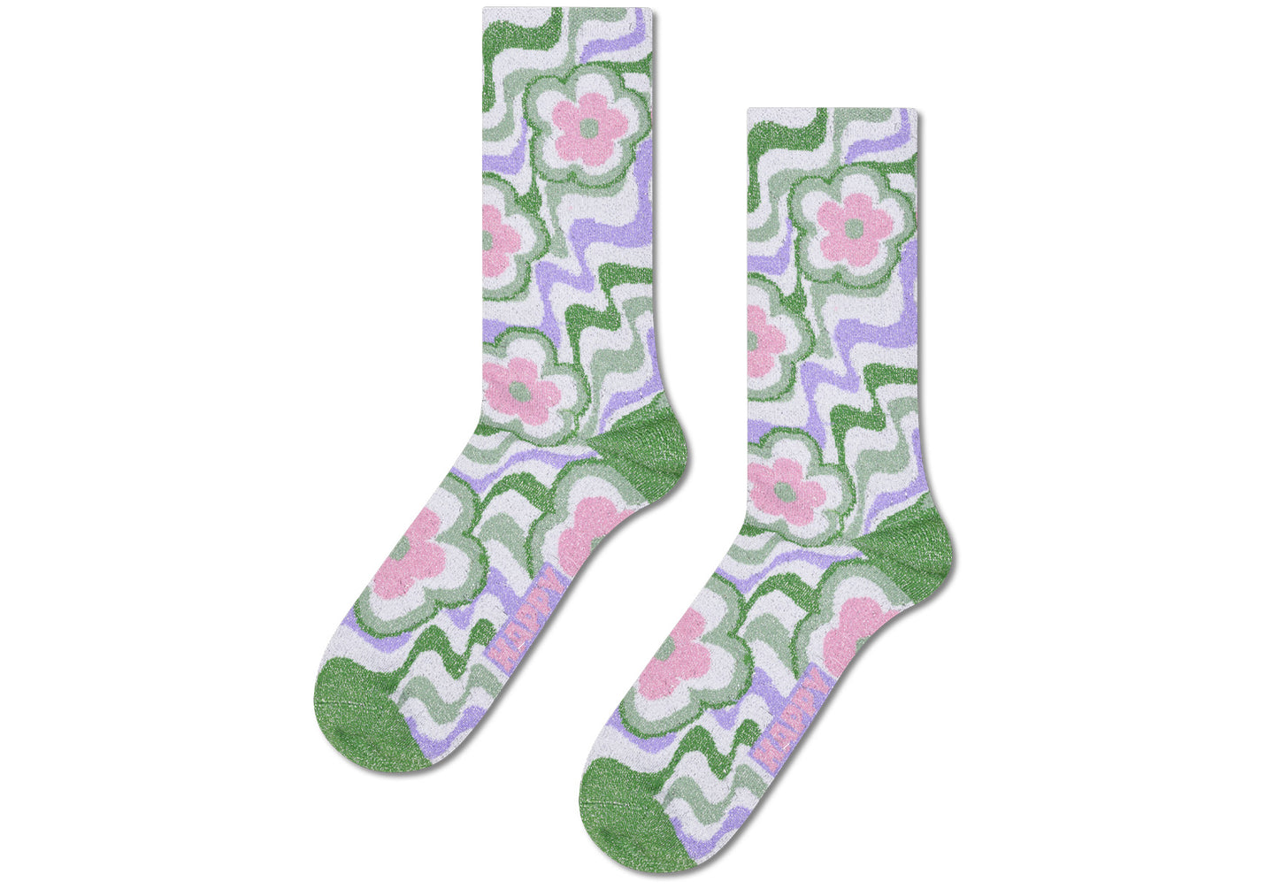 Womens-Happy-Socks-Flowy-Flower-Sock-Socks-P004828-Green