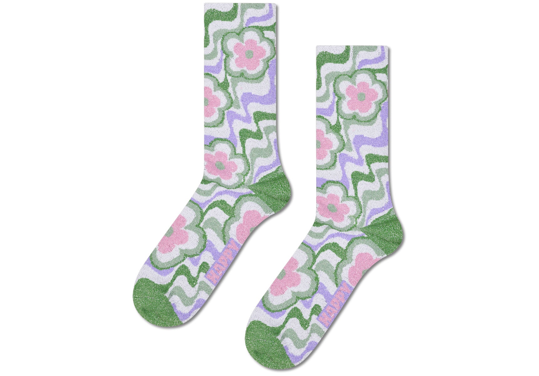 Womens-Happy-Socks-Flowy-Flower-Sock-Socks-P004828-Green