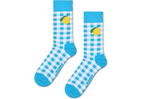 Womens-Happy-Socks-Gingham-Lemon-Sock-Socks-P004529-Blue