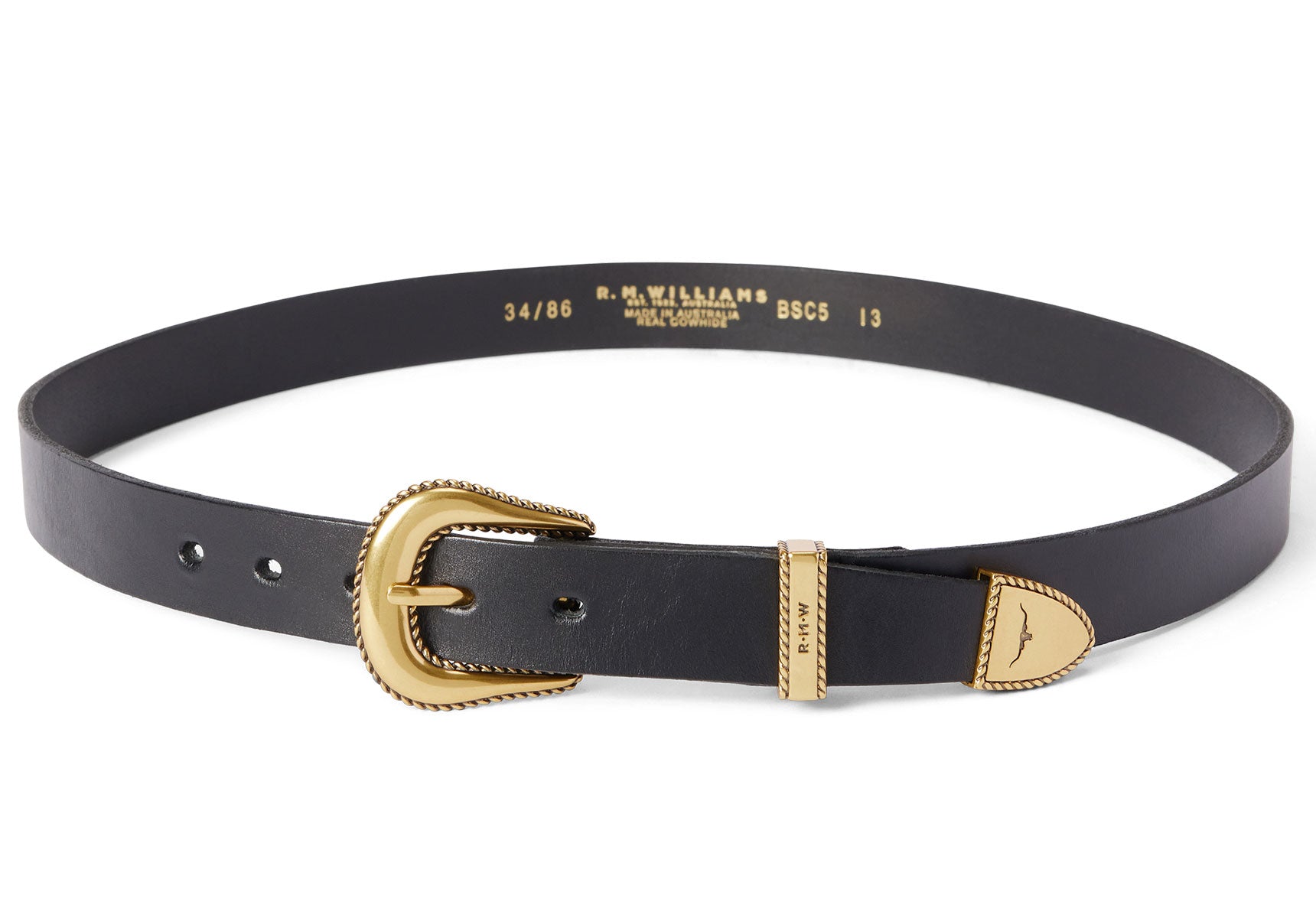 R.M. Williams Agnes Belt - Black | Robinson's Shoes
