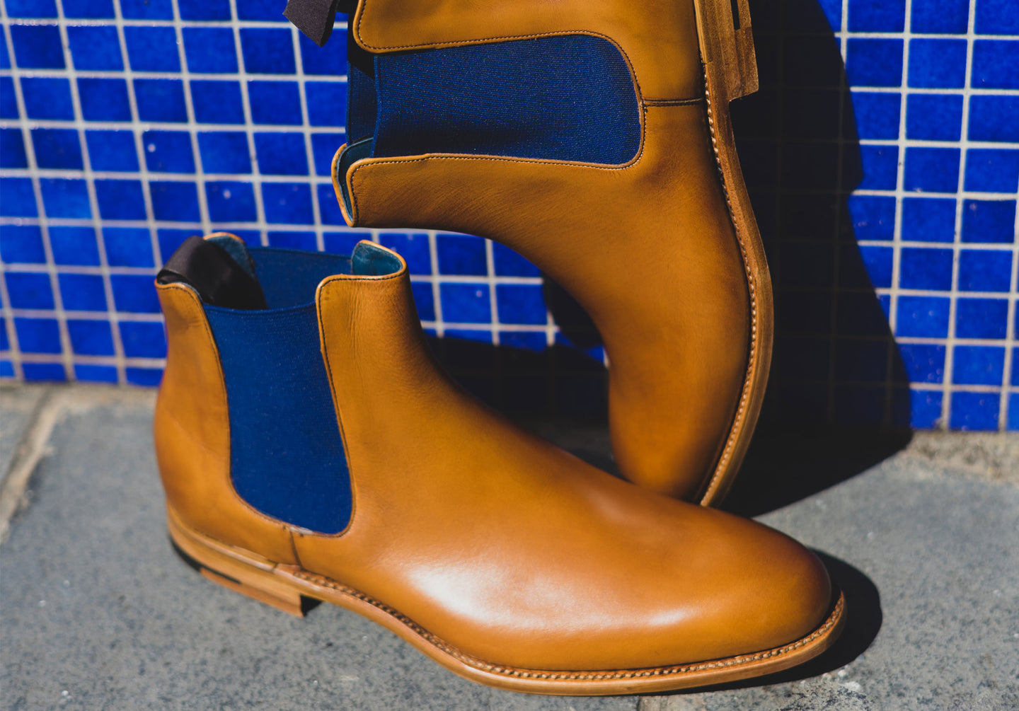 Barker Hopper - Cedar Calf/Navy Elastic