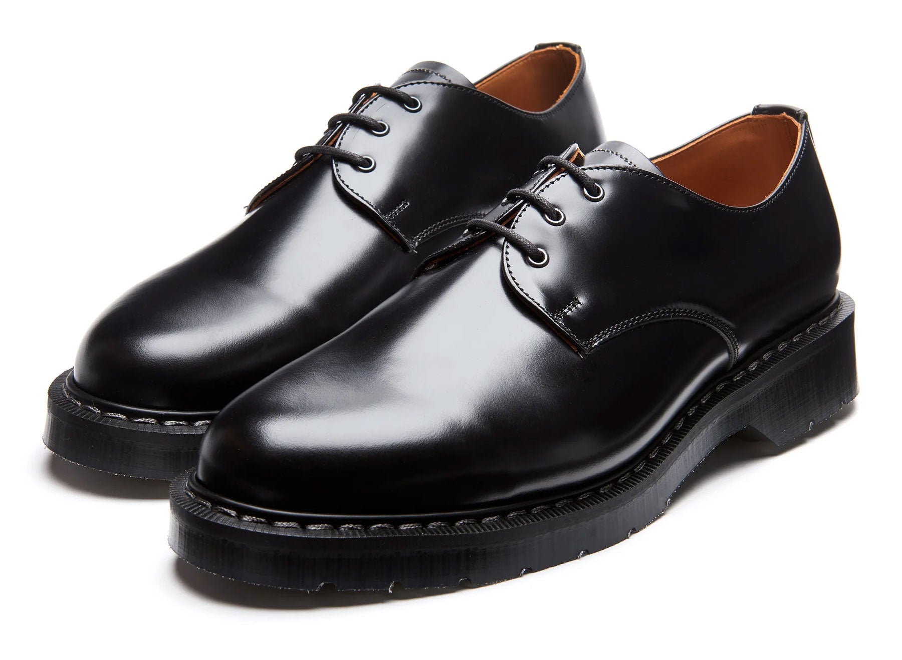 Solovair 3 Eye Gibson - Black Hi-Shine | Solovair | Robinson's Shoes