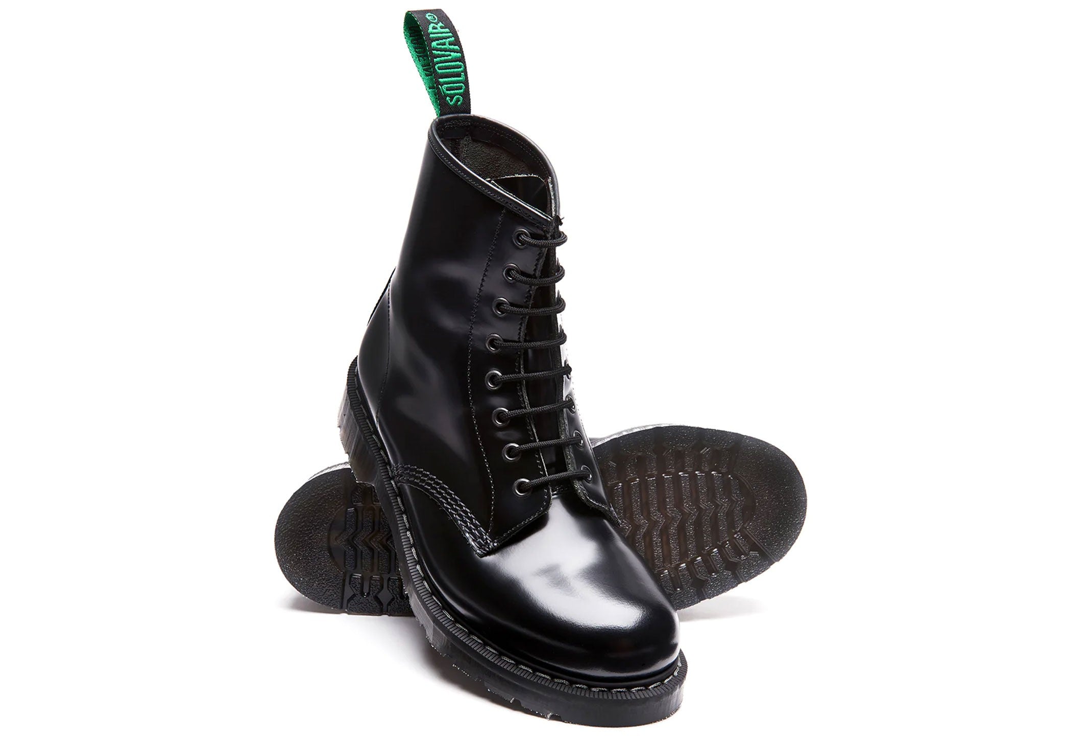 Solovair 8 Eye Derby Boot - Black Hi-Shine | Solovair | Robinson's